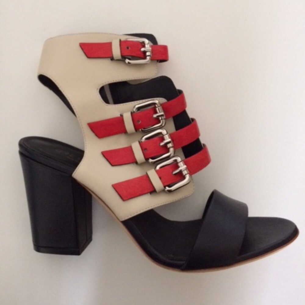 Grey Mer leather multi buckle sandals Italian